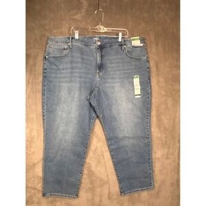 Terra & Sky Womens 26W Petite Plus High Rise Straight‎ Leg Jeans Light Wash NEW